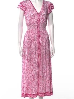 Poupette Della Midi Long Dress Ruffle Floral Summer Resortwear